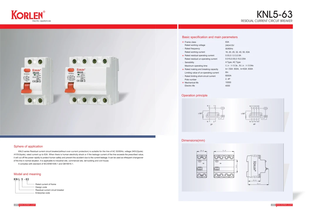 Magnetic Type Leakage Circuit Breakers Residual Current Circuit Breaker with Good Price and Safety RCCB 2p 4p